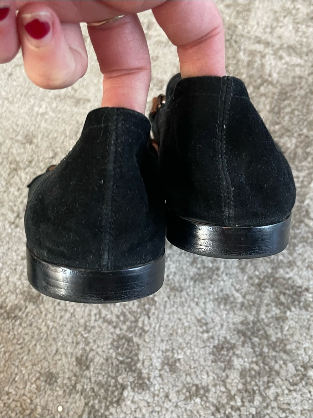 Jeffrey Campbell Black Suede Loafers with Gold Chain Size 8 - Picture 11 of 12
